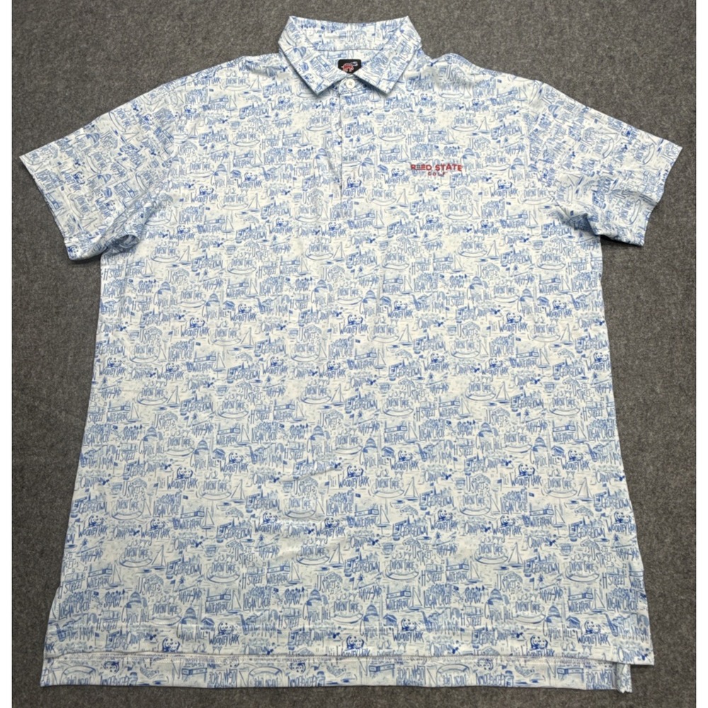 Red State Golf Performance Polo Mens Size 2XL D.C. Landmarks Wicking Stretch